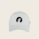 Good Dog cap in white, front view, embroidered dog mark