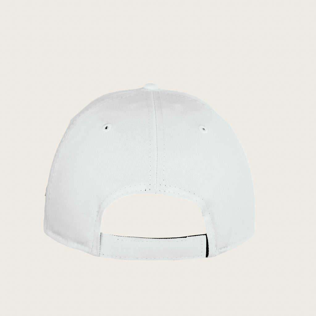 Good Cat — white six-panel cap, back view with adjustable hook-and-loop closure